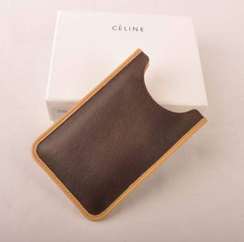 Celine Iphone Case - Celine 309 Coffee Original Leather - Click Image to Close